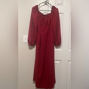 Elegant Red Long-Sleeve Dress